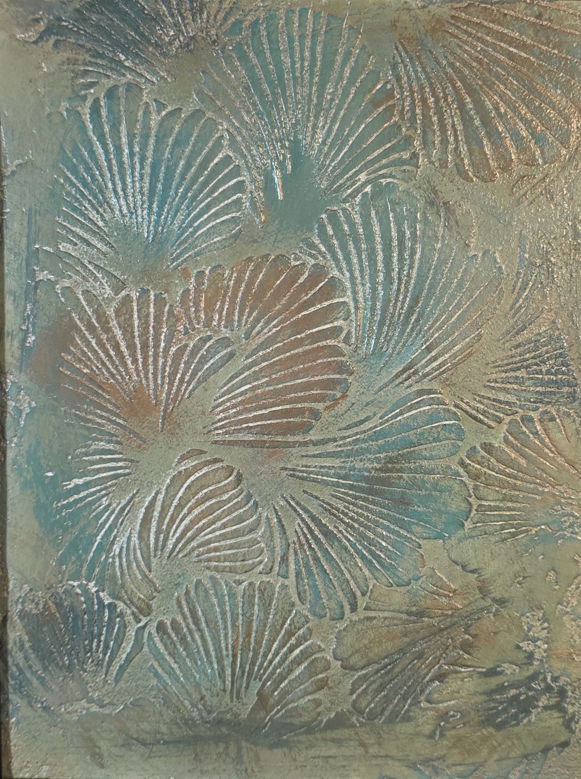 The Hidden Garden: ginkgo leaves in turquoise green and gold